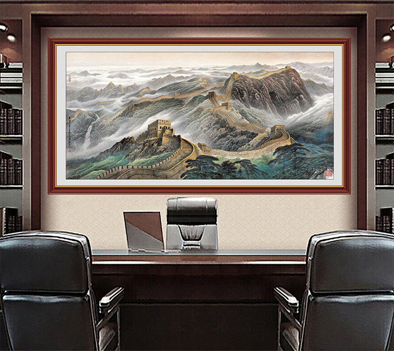 金色万里长城靠山图贴纸客厅装饰画背景墙贴画山水画墙纸自粘壁画,淘宝优惠券,粉丝福利购,淘宝优惠卷