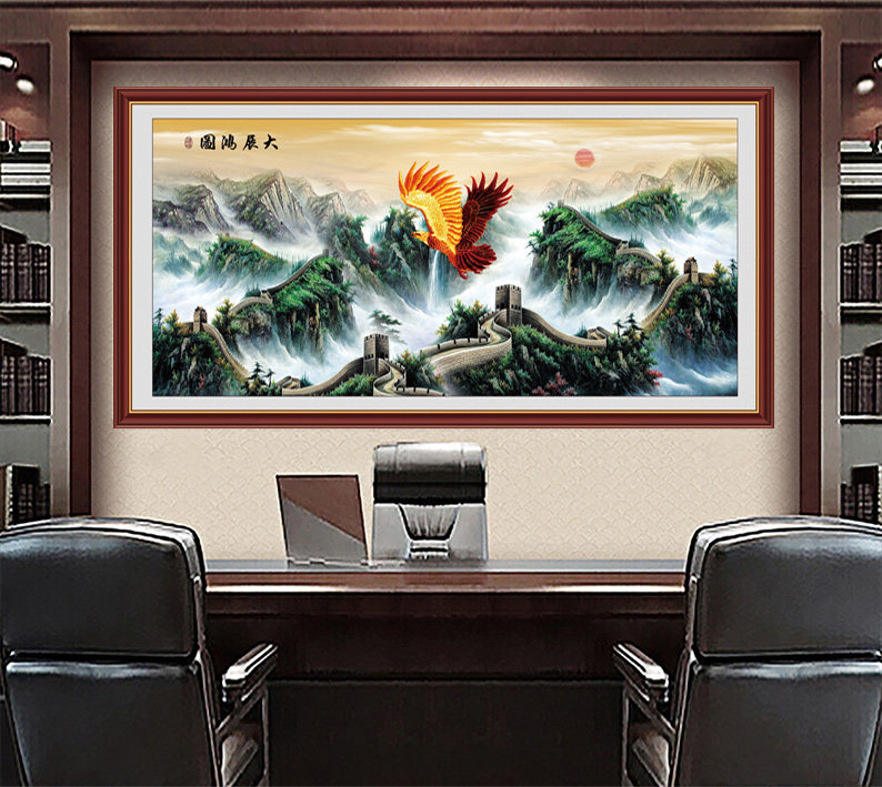 金色万里长城靠山图贴纸客厅装饰画背景墙贴画山水画墙纸自粘壁画,淘宝优惠券,粉丝福利购,淘宝优惠卷