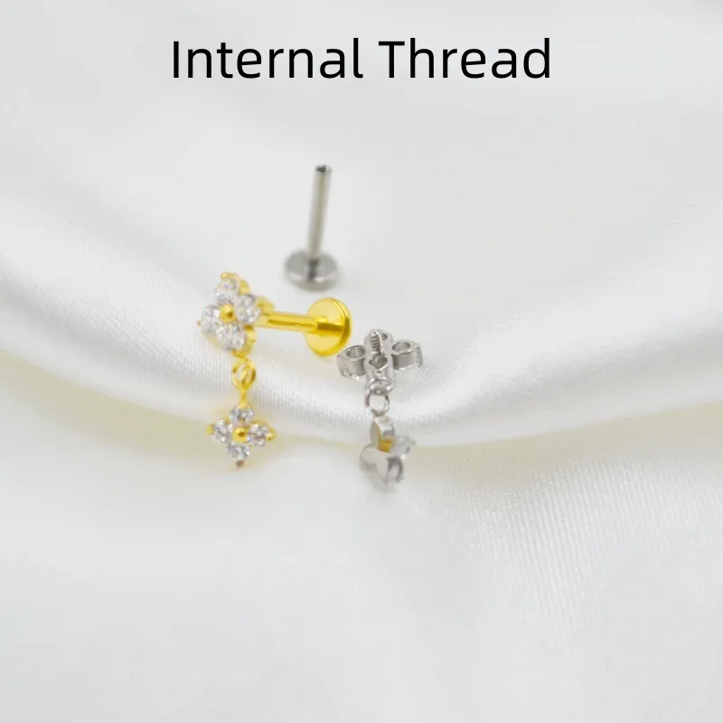 F136钛合金耳骨钉唇钉flat耳屏钉内螺纹替换头爆闪耳钉穿刺穿孔 - 图1