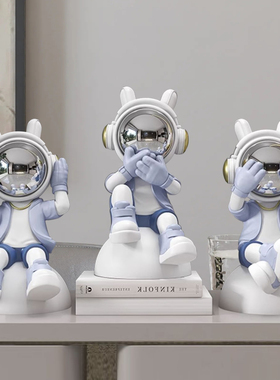 网红宇航员太空人装饰品潮玩可爱太空人不听不看不说创意设计摆件