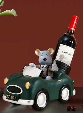 创意暴力熊红酒架卡通风酒柜摆件