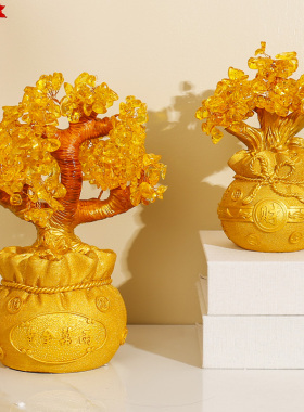 玄关开业送礼摇钱树酒柜装饰品