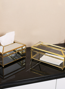 简约轻奢风玻璃样板间餐厅纸巾盒