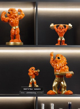 树脂狮子时尚摆件轻奢健身房礼品