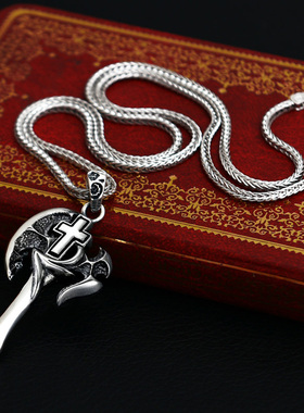 实心99纯银男款吊坠霸气开天抖音