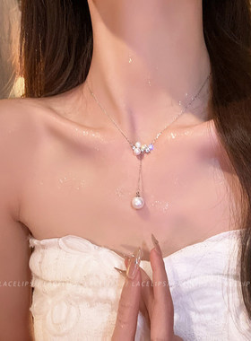 闪钻珍珠吊坠项链女2026新款