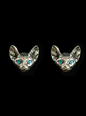 Vintage古着猫复古耳钉