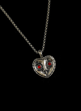 Vintage古着OWL心项链复古项链