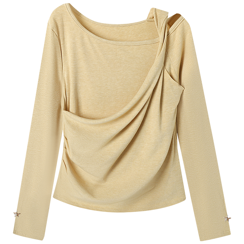 慕兔法式温柔风露肩长袖t恤女2026春季新款小个子设计感小众上衣,淘宝优惠券,粉丝福利购,淘宝优惠卷