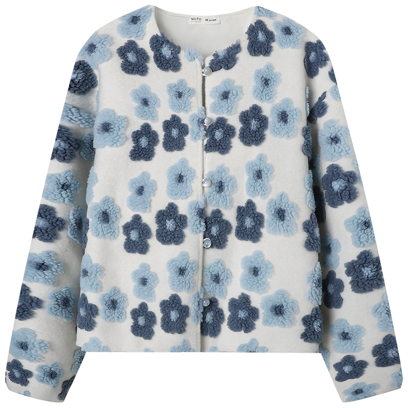 慕兔甜美仿羊羔毛碎花棉衣女2026春季新款小个子宽松圆领棉服外套,淘宝优惠券,粉丝福利购,淘宝优惠卷