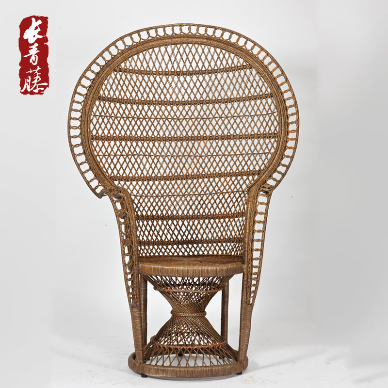 长青藤藤编东南亚印度椅阳台客厅休闲椅高靠背影楼展厅藤椅子_虎窝淘
