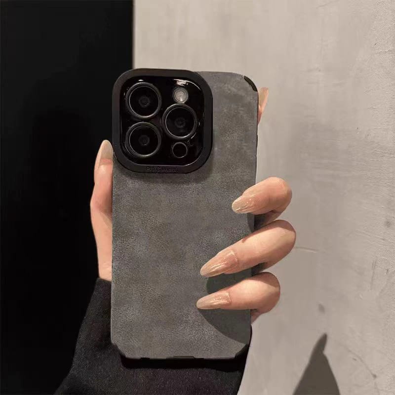瞳眼翻毛皮灰色适用苹果16手机壳iphone15/13简约11promax新款华为Pura70男女mate60pro荣耀200小米14/Reno12