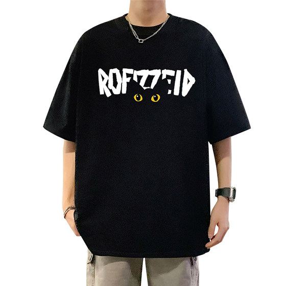 Short-sleeved T-shirt men's summer new heavyweight cotton round-neck t-shirt large size loose boys half-sleeved ins trendy top