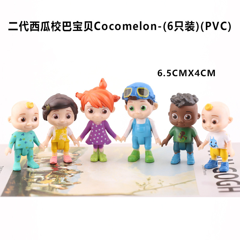 盲盒手办cocomelon6款1代西瓜校巴JOJO手办卡通动漫模型公仔蛋糕 - 图0