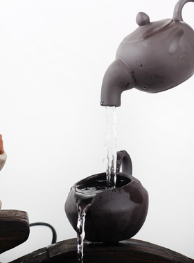 中式陶瓷悬浮流水开业礼品摆件