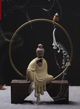 新中式木制陶瓷人物家居摆件禅意