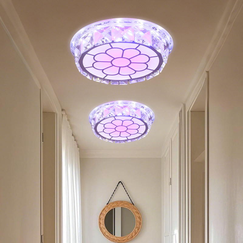 现代简约水晶LED过道走廊灯玄关入户阳台筒灯嵌入式变光明装灯具,淘宝优惠券,粉丝福利购,淘宝优惠卷