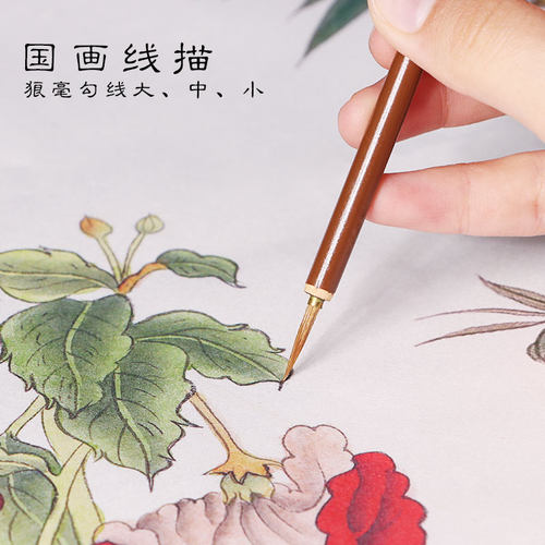 兼毫国画专用工笔画水彩瘦金体书法小楷狼毫鼠须小红毛花枝俏叶筋笔描线勾线白描笔狼毫笔小号毛笔套装勾线笔 - 图2