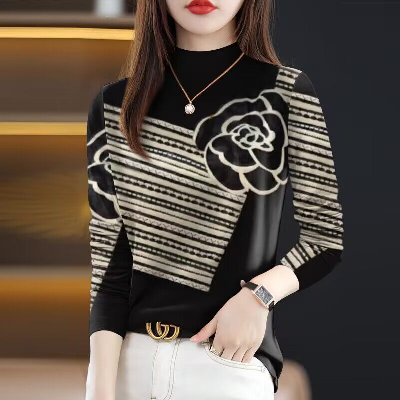 打底衫女新款2024简约秋冬款薄大码女装爆款内搭长袖T恤上衣女潮