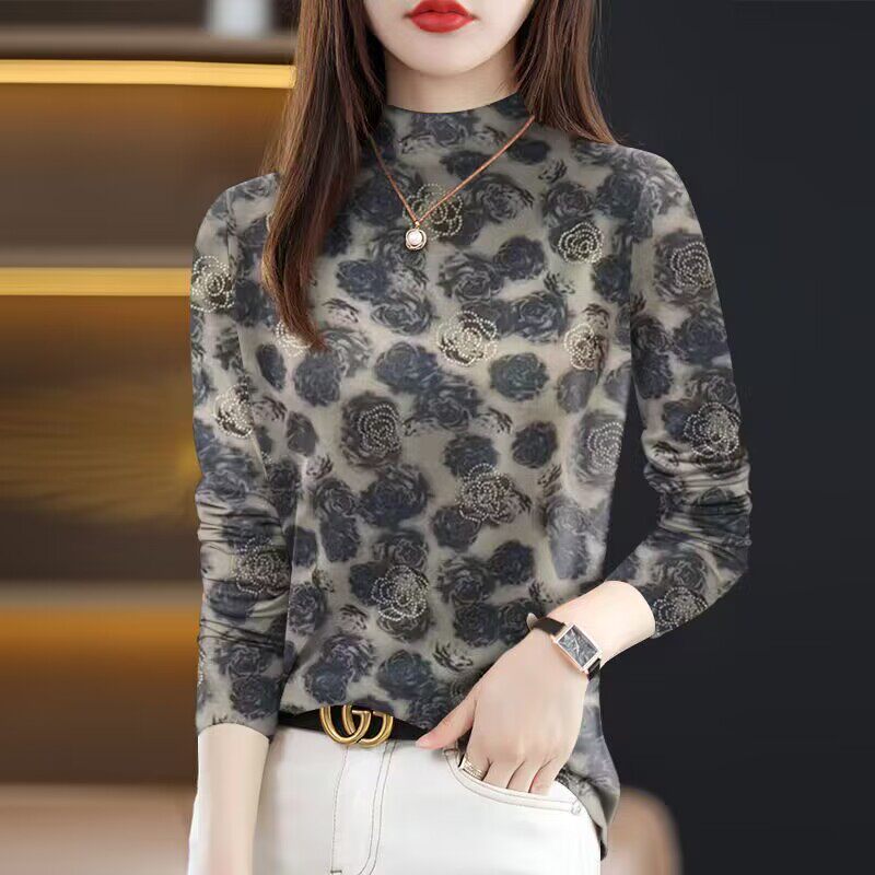 打底衫女新款2024简约秋冬款薄大码女装爆款内搭长袖T恤上衣女潮