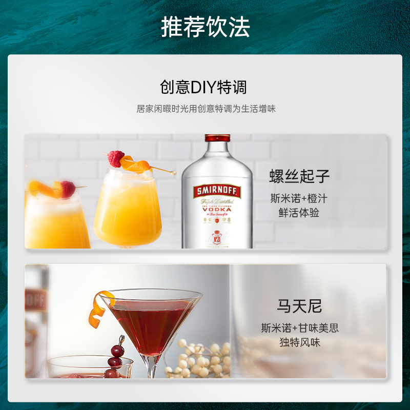 帝亚吉欧 SMIRNOFF/斯米诺 红牌伏特加酒350ml鸡尾酒调酒蒸馏洋酒 - 图1