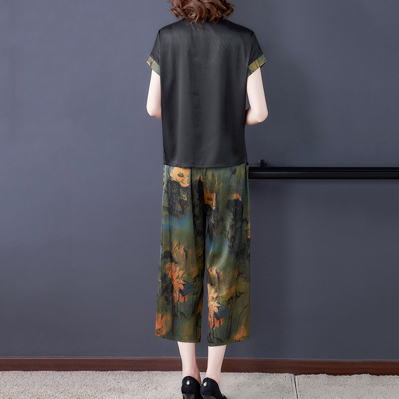 夏季妈妈装两件套中老年女装阔腿裤 千百淑中老年女装