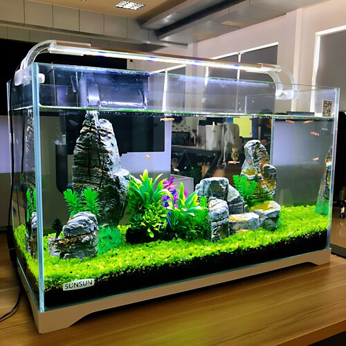 森森金鱼缸小型水族箱超白玻璃客厅生态水草缸乌龟缸裸缸造景草缸 - 图3