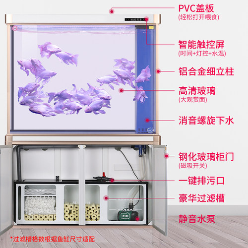 森森大型落地隔断鱼缸玻璃水族箱客厅生态缸底过滤家用缸免换水 - 图3
