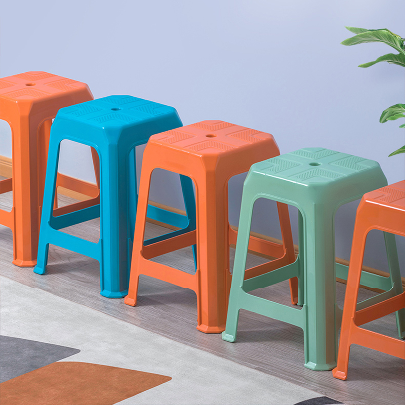 茶花塑料凳子厨房凳子加厚方凳凳子家用餐桌凳子家用凳办公塑料凳-图2