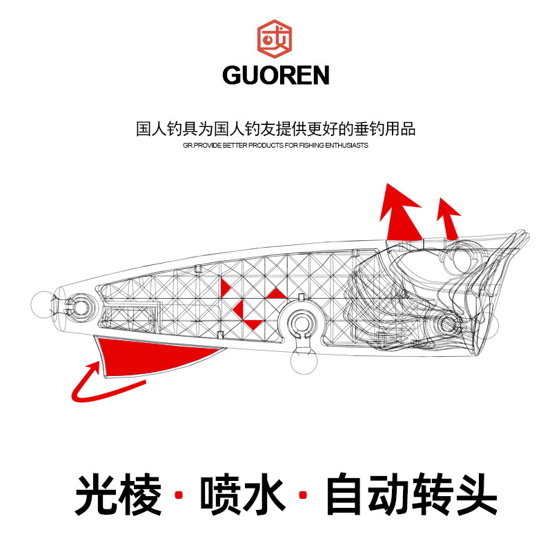 超光棱喷水波爬路亚假饵水面系撞水波扒浮水翘嘴鲈鱼黑鱼鱤鱼海鲈,淘宝优惠券,粉丝福利购,淘宝优惠卷