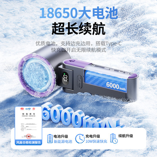 潮拍2025新款手持小风扇便携式usb迷你折叠挂脖风扇静音大风力夏天户外手拿学生宿舍桌面充电小型超长续航 - 图3