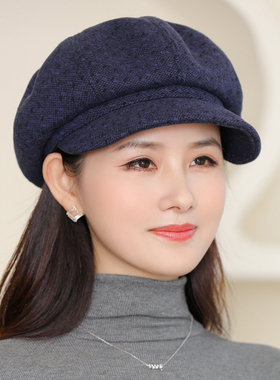 八角帽逛街优雅女士春秋冬帽子