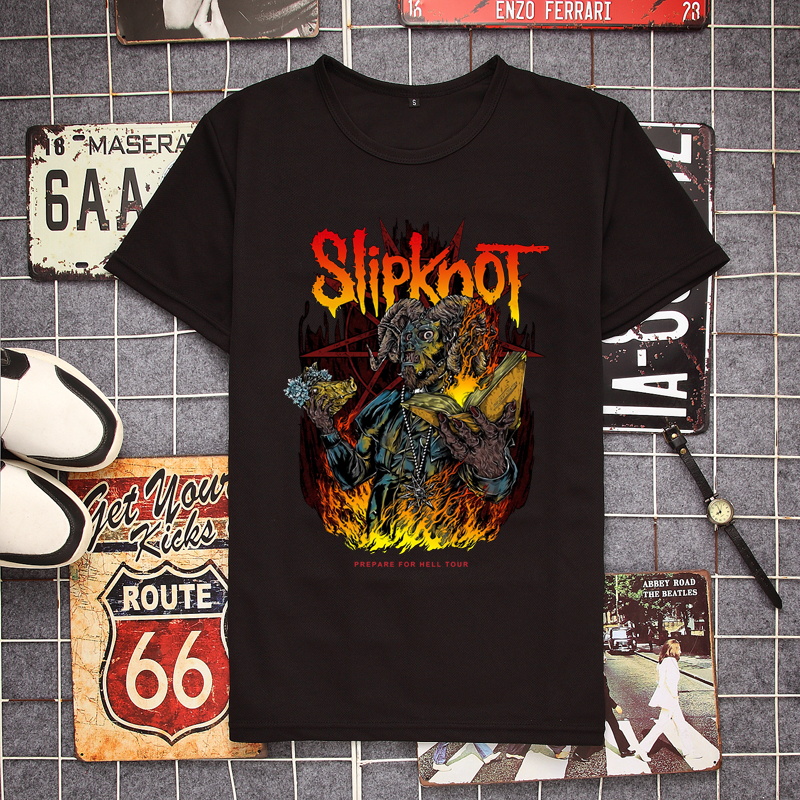Slipknot活结乐队重金属摇滚周边周边衣服夏季男生网眼短袖T恤衫-图1