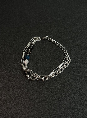 小心袖口 Vintage中古双层钛钢手链复古百搭原创小众男女配饰手饰