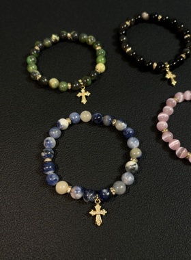 小心袖口 原创cleanfit闪光石间金串珠手链小众简约百搭男女配饰