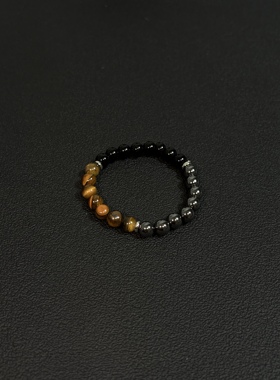 小心袖口 cleanfit虎眼石黑曜石手串小众设计感高级轻奢手链配饰