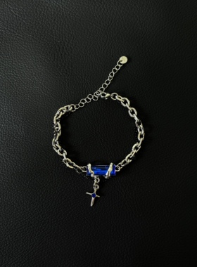 小心袖口 cleanfit星芒拼接钛钢锆石手链简约小众设计男女配饰