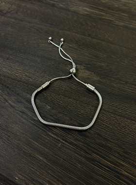 小心袖口 原创蛇骨钛钢手链可调节抽拉小众男女设计日常高级配饰