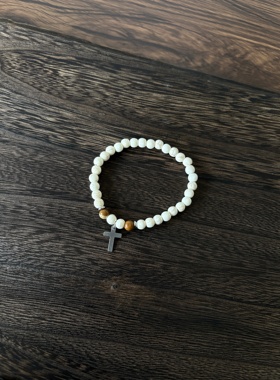 小心袖口 Vintage中古松石手链十字架复古小众简约男女配饰饰品