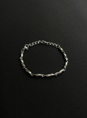 小心袖口 Vintage中古银色素链手链百搭原创冷淡风设计配饰手饰