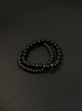 小心袖口 Vintage中古原创黑玛瑙叠戴串珠手链男女小众设计感手饰