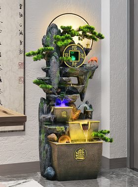 循环流水新中式风喷泉摆件雾化