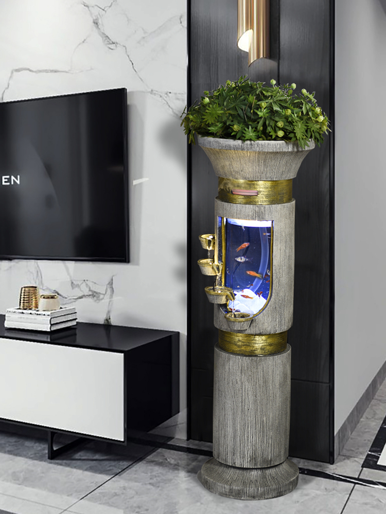 新款创意北欧客厅流水喷泉鱼缸现代轻奢家居装饰品电视柜旁边落地