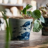 Керамический дышащий креативный сине-белый цветочный горшок