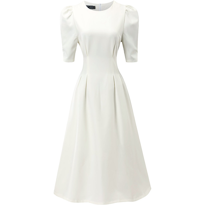 众客加品泡泡袖中长款气质连衣裙 众客加品连衣裙