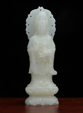 天然玉石供奉南海观世音菩萨摆件
