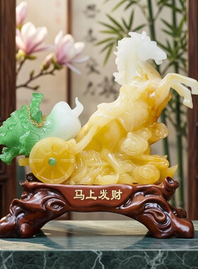 马到成功马摆件马上发财白菜开业乔迁家居家饰礼品客厅书房新年