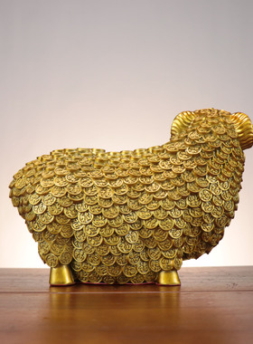 铜万福羊摆件铜绵羊十二生肖羊家居办公室桌面吉祥物福羊金钱羊