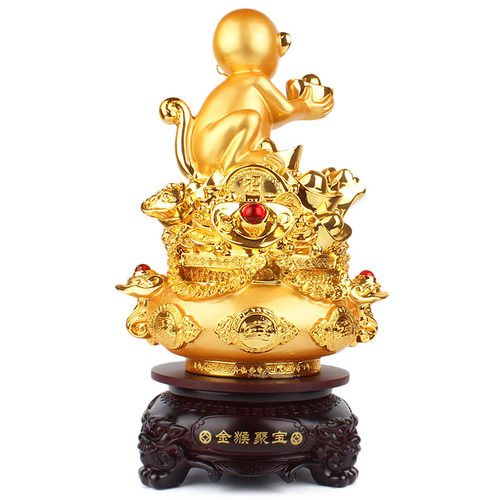 猴子聚宝盆摆件元宝金猴聚宝工艺品家居风水吉祥物属相猴开业礼品 - 图2