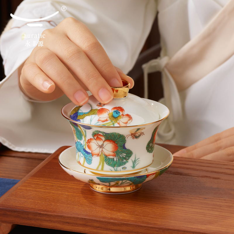 【直播间秒杀】永丰源 幸福和鸣8头/9头茶具 高档陶瓷茶壶三才盖